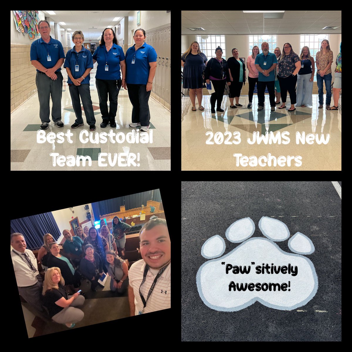 What a day at JWMS! New teacher’s first day, hardest working custodial teams EVER in-service, and a parking lot surprise… ❤️ #jwbulldogs