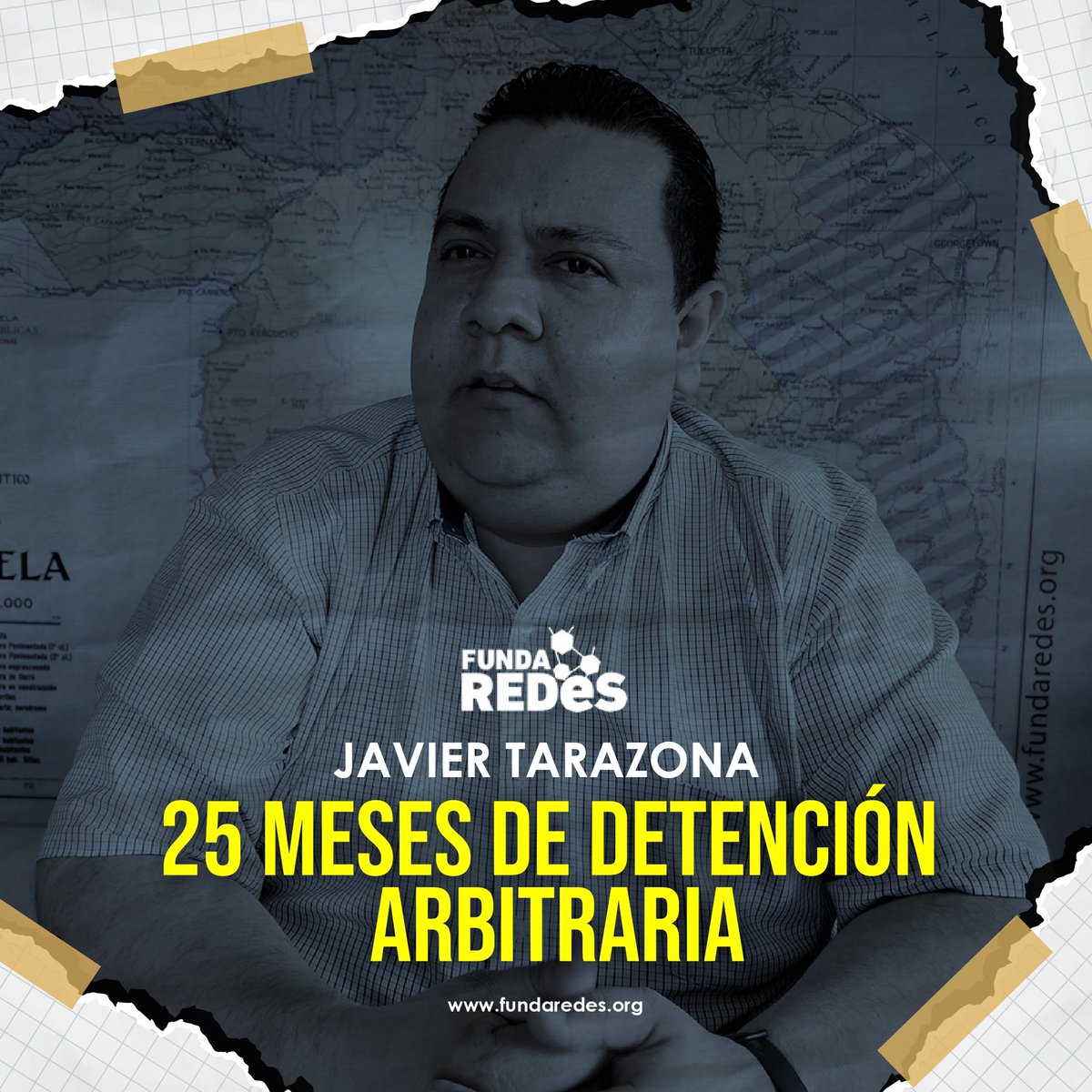 #AlertaFundaRedes | Queremos recordar que el día de hoy, se cumplen 25 meses de la detención arbitraria y privación ilegítima de libertad de nuestro director general Javier Tarazona, seguimos exigiendo su libertad plena e inmediata. #LiberenAJavierTarazona…