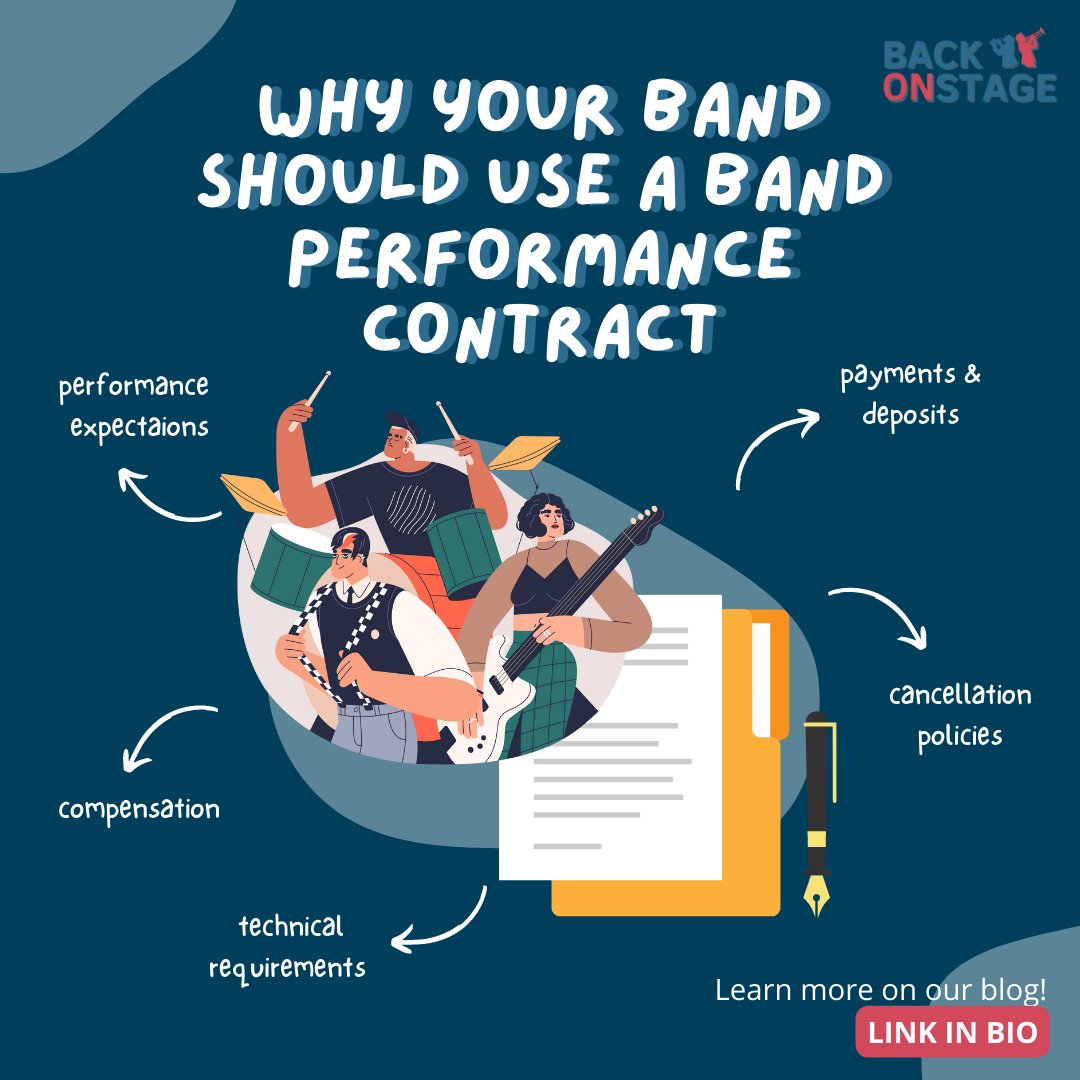 Are you a #musician or #bandleader? Learn how to protect yourself and your band with an artist performance contract. Read our blog post to find out more. bit.ly/3ZZy3ek (link in bio)

#performancecontract #bandmanagement #musicmarketing