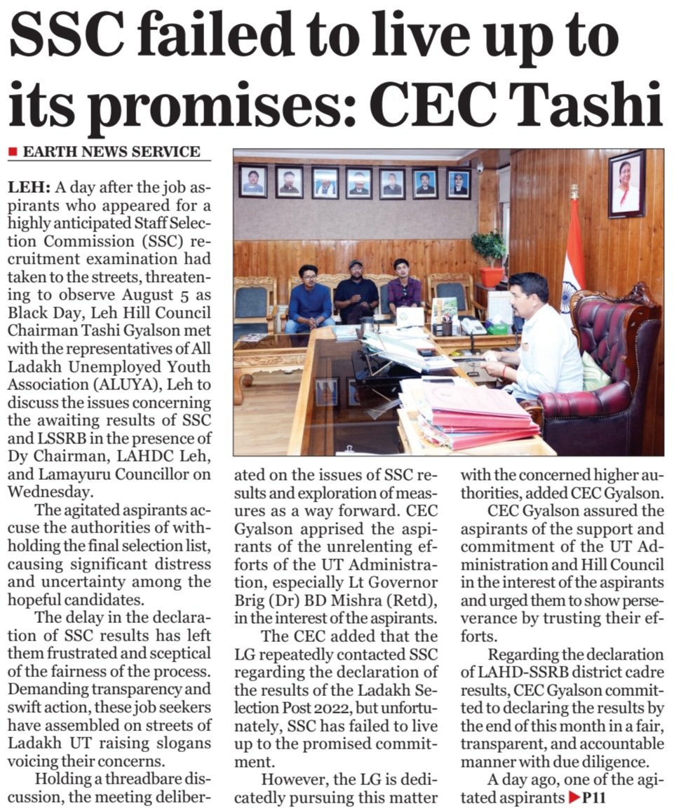 EarthNewsLadakh's tweet photo. #SSC failed to live up to
its promises: #CECTashi

@lg_ladakh @sahuajeet @tashi_gyalson @santoshsukhdeve #ALUYA https://t.co/KlH0vkJKIL