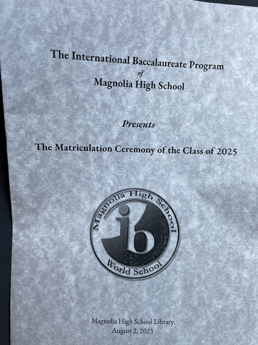 Advanced_MISD's tweet photo. Back to school means IB Matriculation! Congrats to the MHS IB Diploma Class of 2025 on the first step in this prestigious program! So many to support you on this journey!  📚 🎓 @MagnoliaHighTX  @iborganization https://t.co/yD1FYwu3Eg