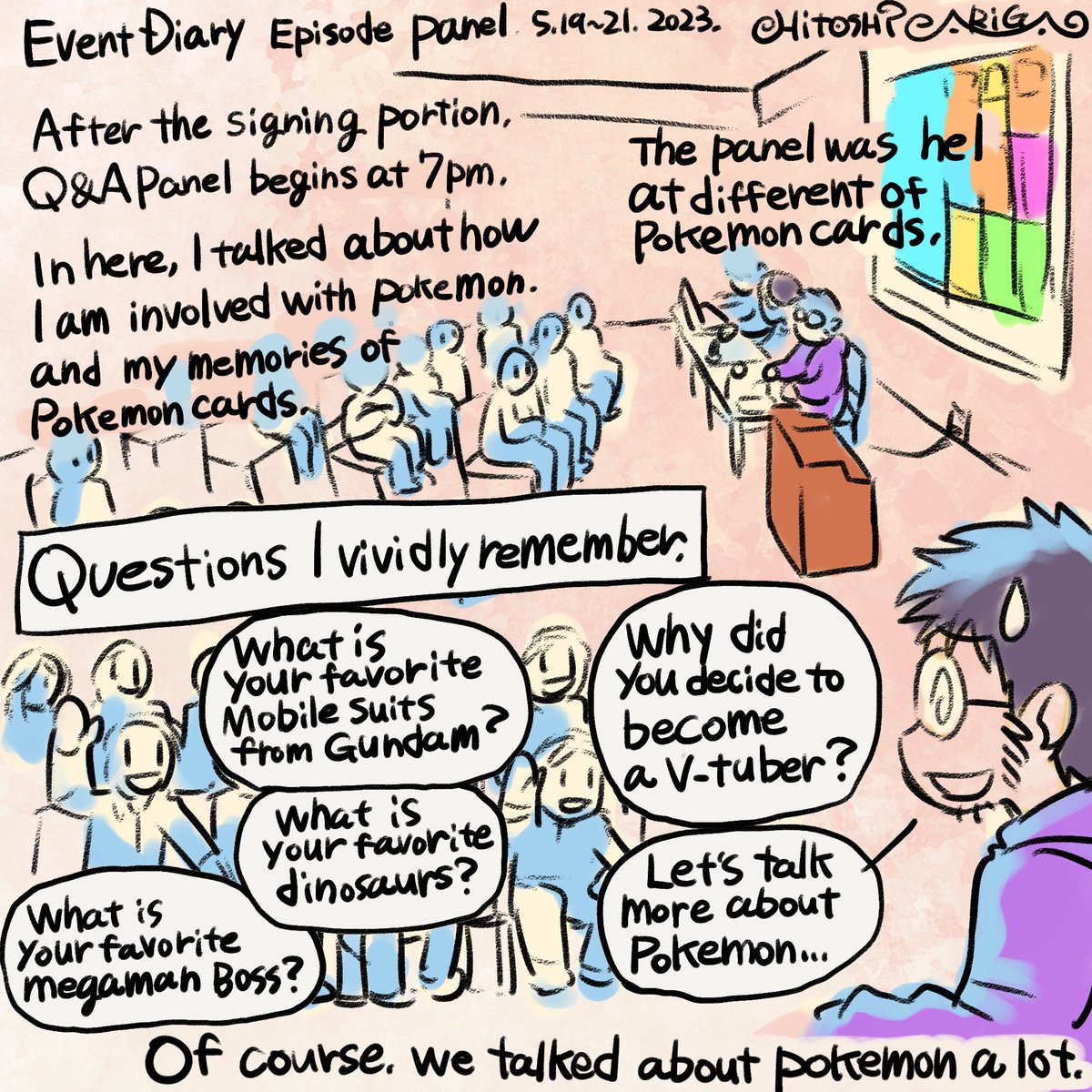 渡米日記🇺🇸 パネル(Q&A)編✍️  先に日本語で書き、英文はアメリカで通訳してくださった賢さん(@CobardePerro )に英訳をお願いしてから私が書きました。  このパネルは3日間やったのですが、それぞれの日でいろんな質問が飛び出してきて面白かったです  次回更新もゆるっとお待ち下さい😃