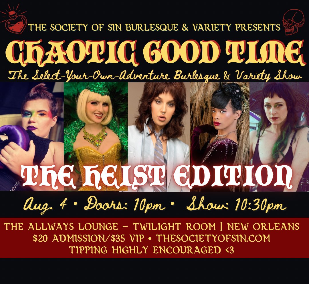 Getting the old crew back together for one last HEIST at Chaotic Good Time this Friday!