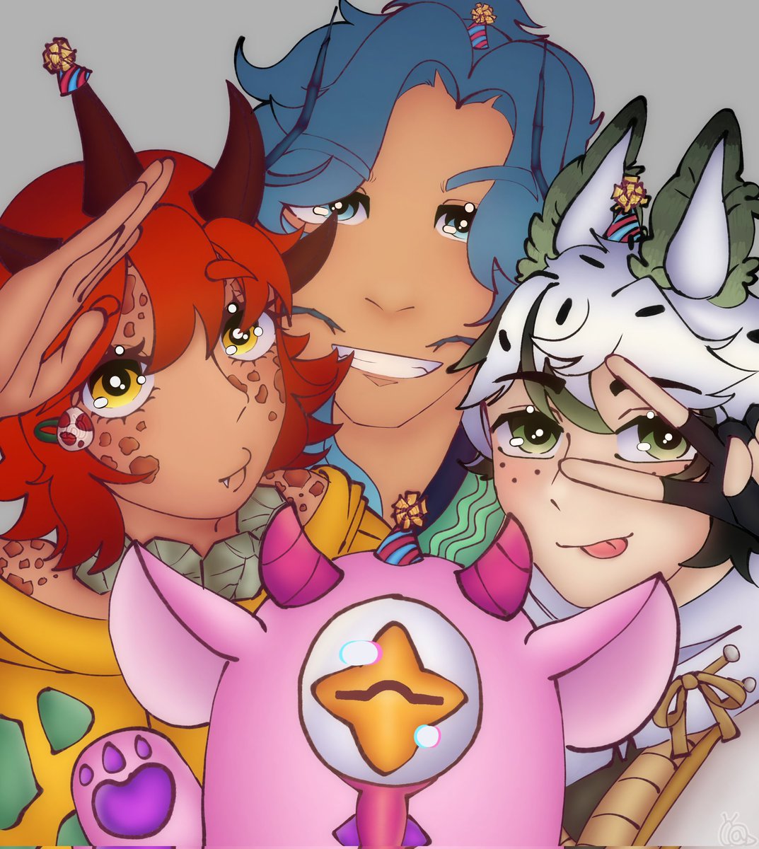 Starmantic's tweet photo. my third time posting this because I keep putting the wrong hashtag.. wonderful.

#PartyHatArt love all ur models, had tons of fun drawing !! 🎉 https://t.co/N38sLMrGMc