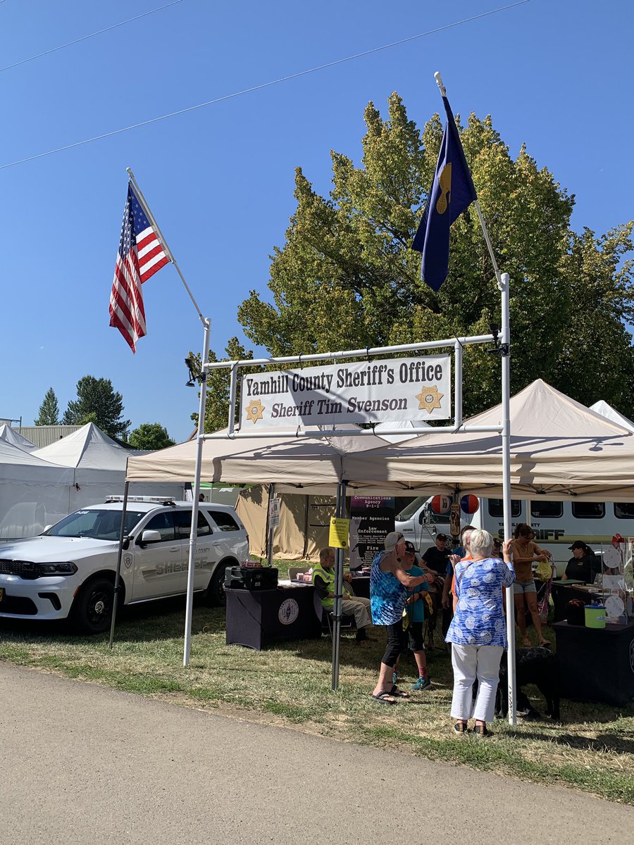 YCSOoregon's tweet photo. Come down and see us at Oregon’s oldest county fair. Sawyer Brown concert tonight, vendor booths, food, animals, and YCSO swag! https://t.co/0EwDs2SpMj