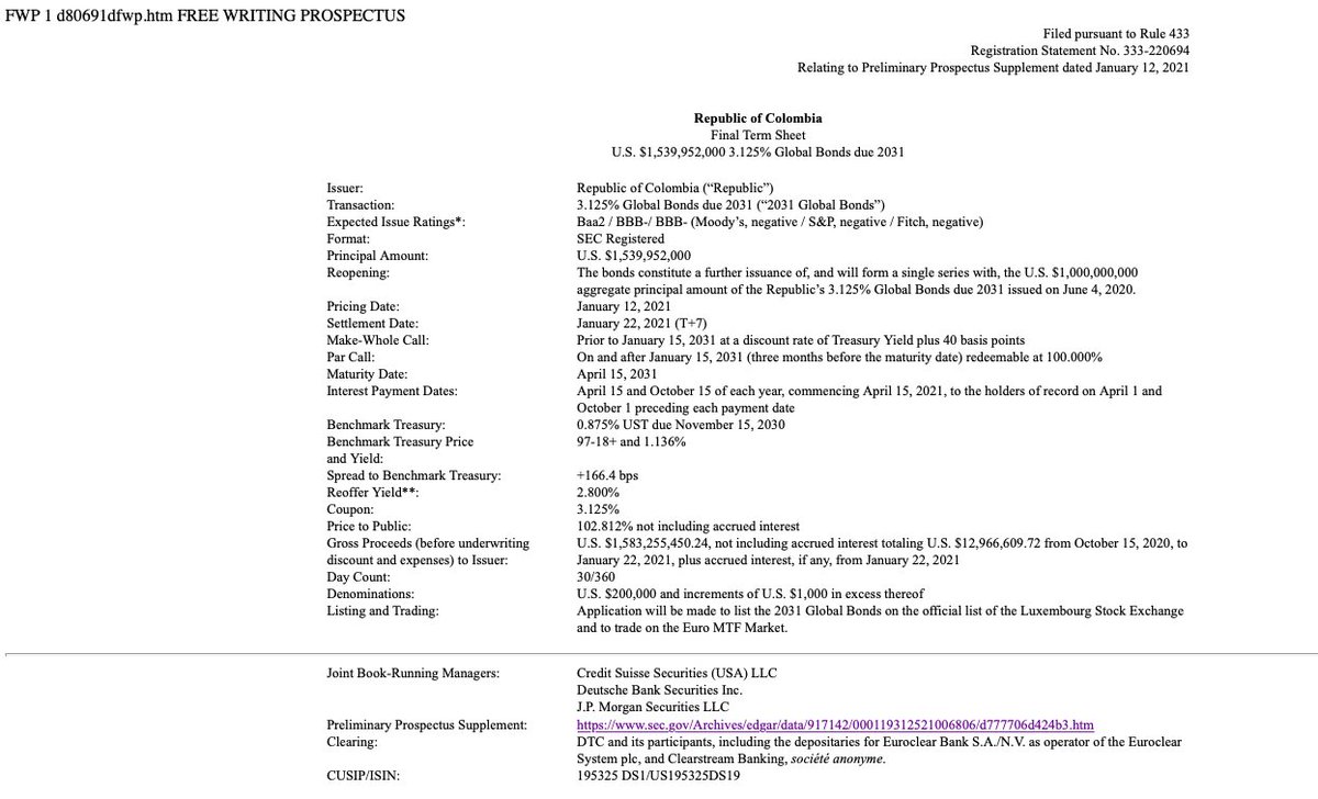 M_AaronZ's tweet image. Señor @IvanDuque ,

Según el informe previo que suministra la SEC, hemos notado que esta es la cuarta emisión de bonos de deuda que adquirio en su gobierno. Sin embargo, al revisar la información disponible, no encontramos detalles sobre dónde se ha invertido ese dinero. Esta…