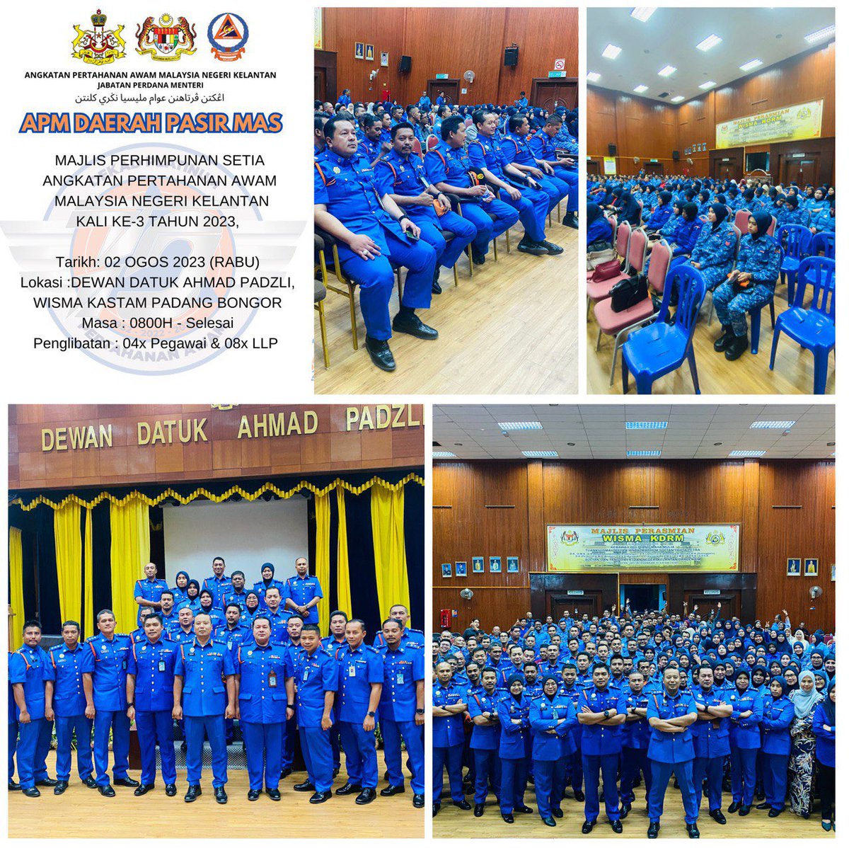 apm_pasir's tweet photo. #KEPIMPINAN

MAJLIS PERHIMPUNAN SETIA
ANGKATAN PERTAHANAN AWAM MALAYSIA
NEGERI KELANTAN
KALI KE-3 TAHUN 2023

Mohd Adzhar
APM Negeri Kelantan
#APMsanasini  
#SediaPantasBerintegriti  
#CDERT  
#CDERTcommunity  
#resQ999 https://t.co/PMVe7ufmLg