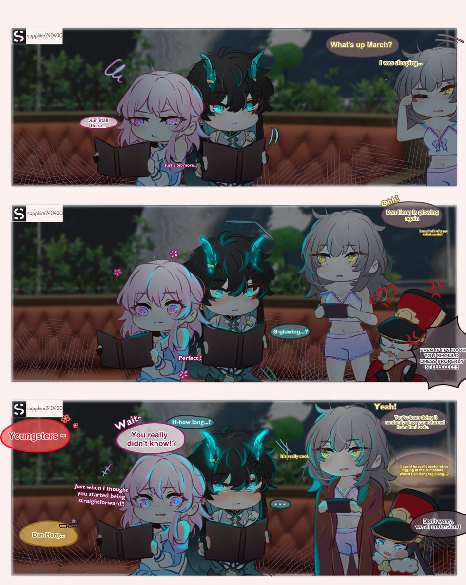 sapphire240400's tweet photo. Hahaha guys! he just realize 🫣😂
#HonkaiStarRail #スターレイル #stelle #danheng #danstelle 
Dan Heng will end as a cute-blushing night light at this rate haha🐉✨ https://t.co/cIjkoOUzQo
