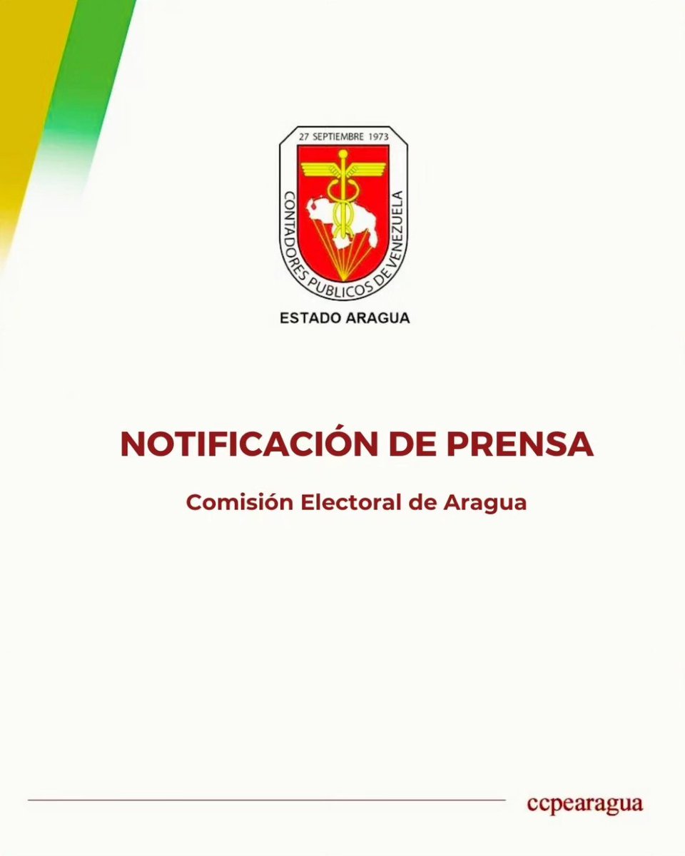 ccpAragua's tweet photo. Comunicado de la Comisión Electoral Regional del Colegio de Contadores Públicos del Estado Aragua https://t.co/7XtqkiSXTm