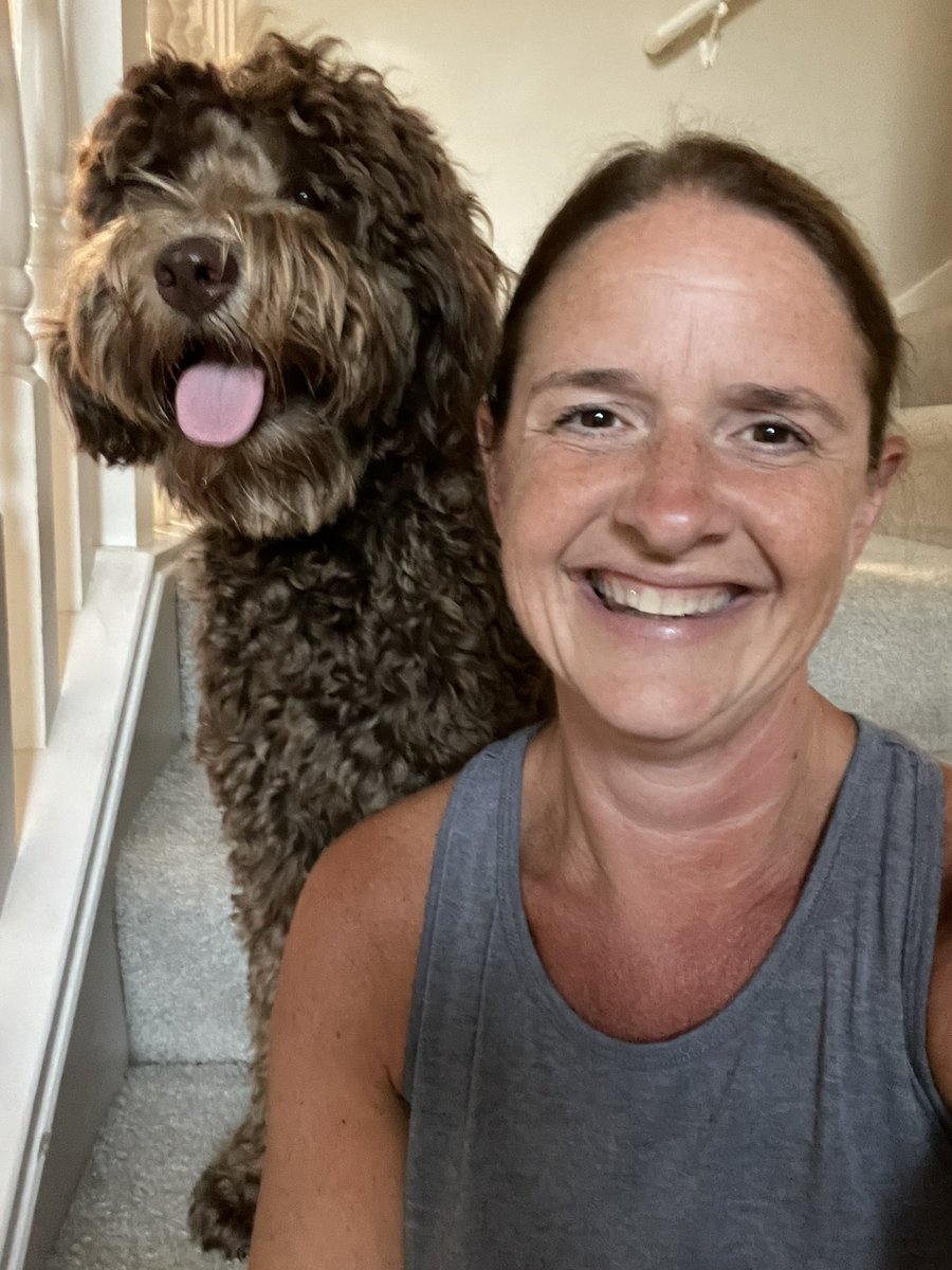karrie_joy's tweet photo. Me sitting down on my stairs is code for โLetโs Goโ in Tuckerโs world. He always sits behind me so I donโt forget him. So a quick walk around the block makes him. Tonight was a beautiful night. #whotrainedwho #cantsaynotothatface #myshadow #letsgobuddy ๐ถ๐ฉต https://t.co/7Ea9t1DGd2