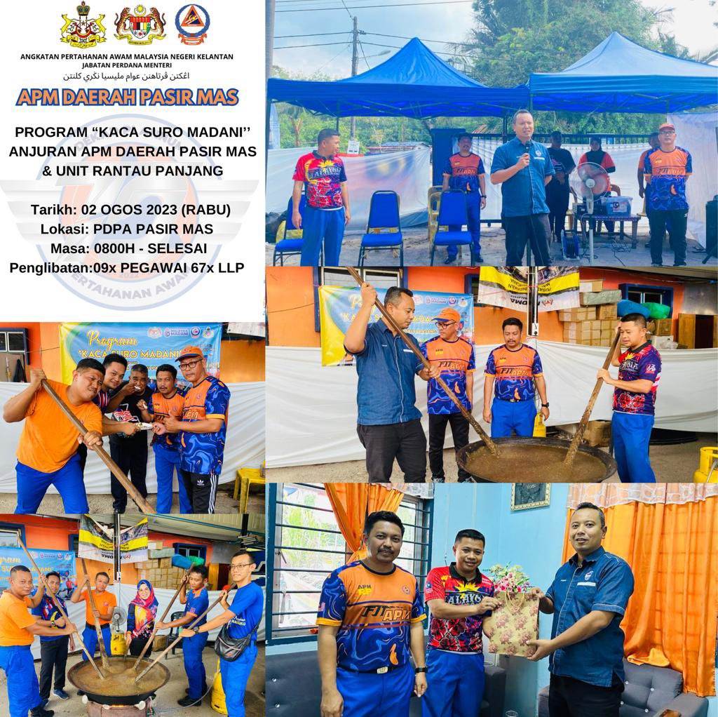 apm_pasir's tweet photo. #PROGRAM

02 OGOS 2023 (RABU) | 
Telah berlangsungnya
Program “KACA SURO MADANI’’ Peringkat APM Daerah Pasir Mas &amp; Unit Rantau Panjang sempena menyambut Bulan Muharam 1445H bertempat di PDPA PASIR MAS.

#APMsanasini  
#SediaPantasBerintegriti  
#CDERT  
#CDERTcommunity  
#resQ999 https://t.co/gWCm3DaMvD