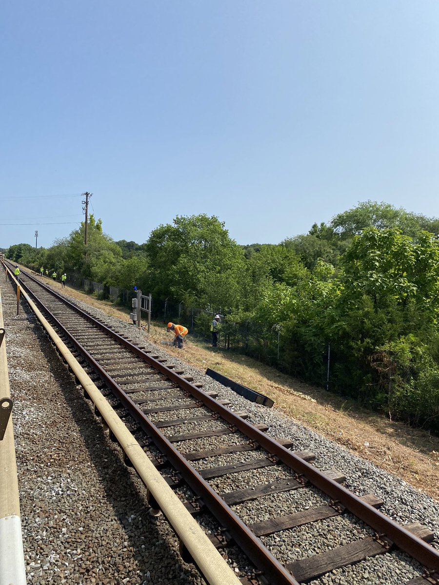 Got out on the #wmata 🟢🚇 shutdown with the team incl, 7 new hires &amp; 20 summer interns. Crews are repairing track, vegetation/drainage mgmt, &amp; 30 miles of new fiber cables for radio &amp; power system modernization for a safer and better #YourMetro Thx customers for your patience.