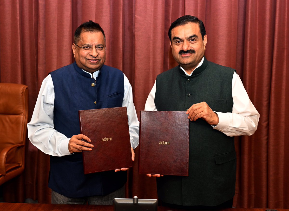 gautam_adani's tweet photo. Promise to double our cement capacity by 2028 on track. Delighted to announce addition of @CementSanghi, India's most efficient / lowest cost clinker manufacturer to Adani portfolio. As part of @AmbujaCementACL, Sanghi Cement (in our karmabhoomi Kutch) significantly leverages our coastal shipping (+ energy/logistics) advantages. Sanghipuram cement capacity to double to 15 MTPA.