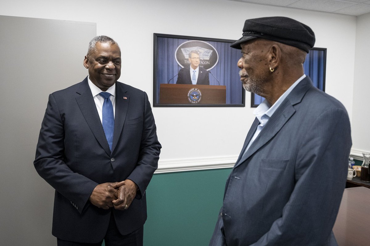 The history of the 761st Tank Battalion, an all-Black WWII Army unit, is an incredible &amp; deeply American story. I welcomed Morgan Freeman to the Pentagon to discuss his new documentary on the history of the 761st &amp; look forward to hearing the story of this great unit being told.