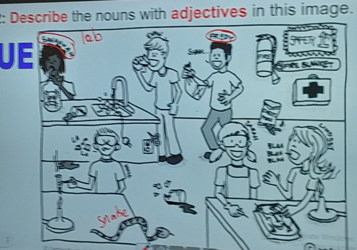 Day 2 using Tic Tac Toe to review school and class safety expectations; Day 3 using  P.W.I.M. to review, describe and write about Lab Safety #ABpartners #discussion #ForgeAhead at #TheRebellion