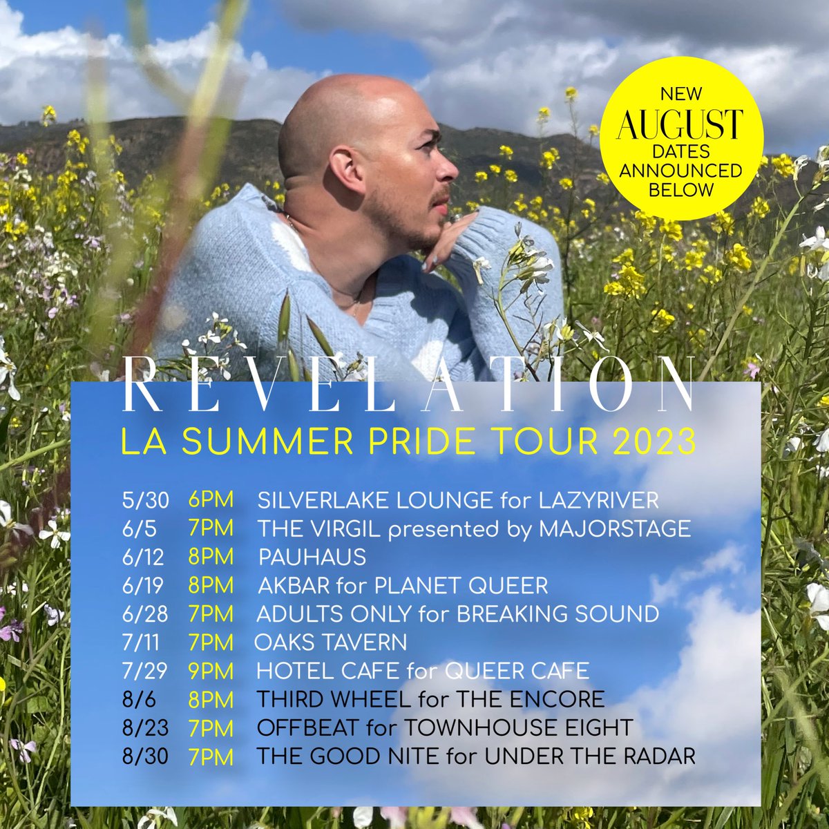rossalanmusic's tweet photo. added new shows to August! 🪩 #RevelationTour https://t.co/Uil3QqCRMi