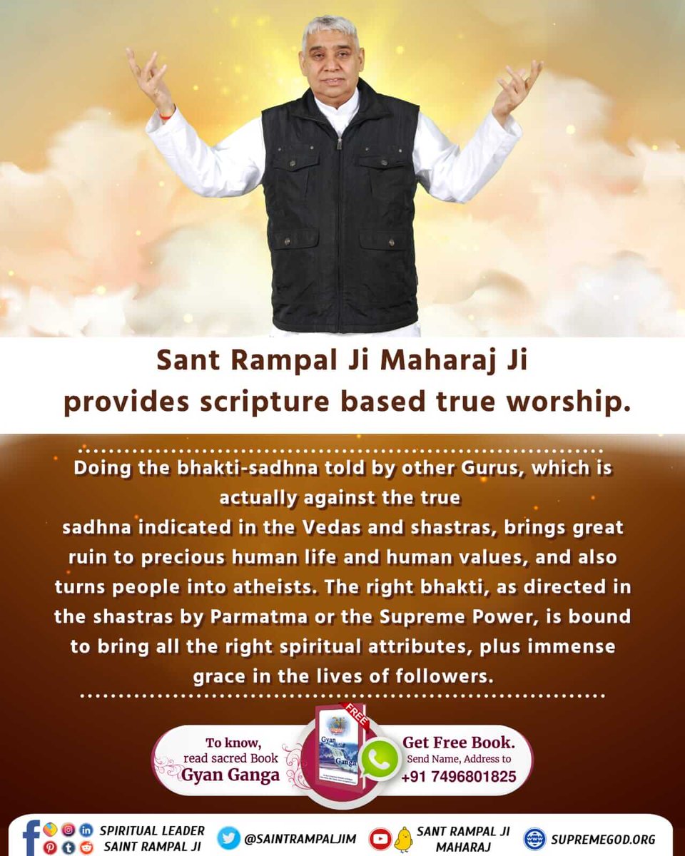 #ThursdayThoughts 
#GodMorningThursday

The Yajurveda chapter 8 mantra 13 
Almighty god Kabir Saheb is the destroyer of THREE SINS. He can destroy sins of the devotee who live in sermon and dignity of complete Saint@SaintRampalJiM