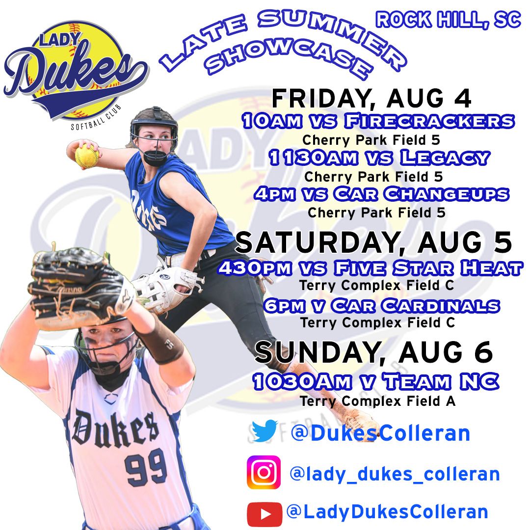 Last showcase of the summer! Headed south to Rock Hill! Come check us out, schedule below!