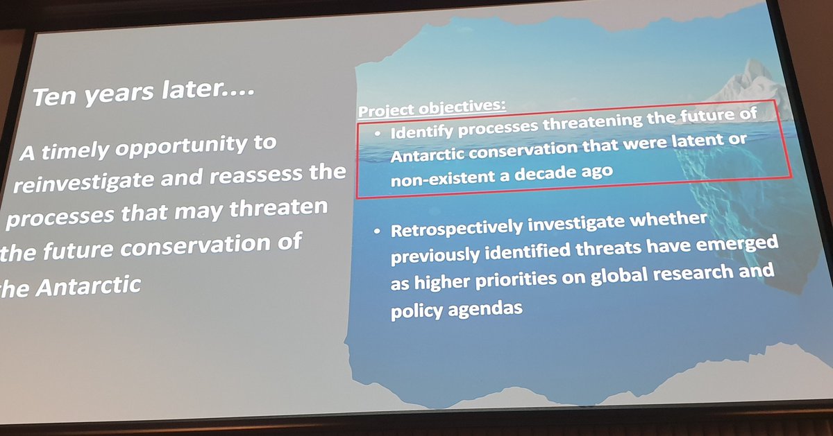 Next Zach Carter from <a href="/QUT/">QUT</a> shares his recent work updating the 2012 horizon scan of threats facing #Antarctic #conservation <a href="/saef_arc/">Securing Antarctica's Environmental Future</a> #SCARBIOLOGY2023