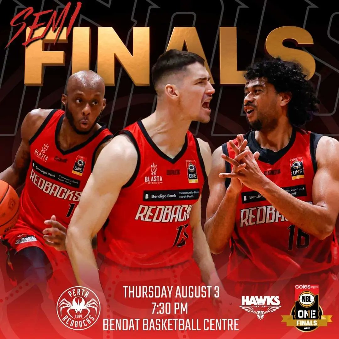 TONIGHT!

@PerryLakesHAWKS host @PerthRedbacks with the winner to face the @GeroBuccs in a @NBL1_West Preliminary Final on Saturday

Live tonight on the @nbl1 app!

Tip-Off - 7.30pm

#nbl1 #nbl1west #nbl #basketball #sport #westisbest