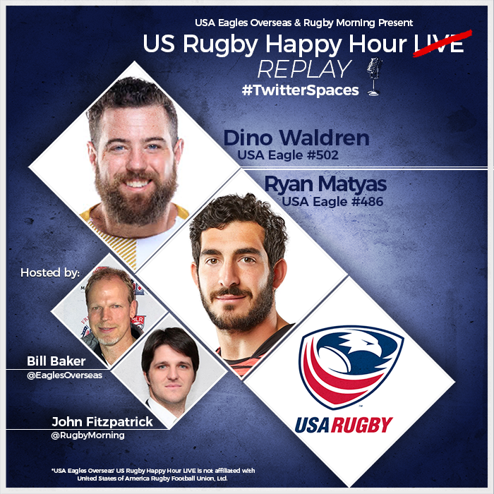 A very big and happy 'I love you man!' to Ryan Matyas and Dino Waldren for joining us on US Rugby Happy Hour LIVE tonight! If you missed it, look for the podcast replay this week. Apple: bit.ly/3Uuj9u7 Spotify: bit.ly/3ZxjAa0 iHeart: bit.ly/3A43Tff
