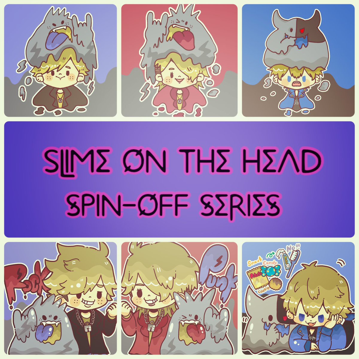 a_cok_a's tweet photo. NEW!!【新作のお知らせ🎉】
『slime on the head』の、スライムとキャラクターの日常を描いたスピンオフシリーズ第2段が登場‼️
🧪本日21:00〜
🧪抽選販売…¥2000
🧪袋とじ特典には待ち受けサイズの画像を封入
https://t.co/wFnSBzidWx
3作同時に抽選予約スタートです✨
#HEXANFT
#SLIMEHEAD https://t.co/euARTKaQLq