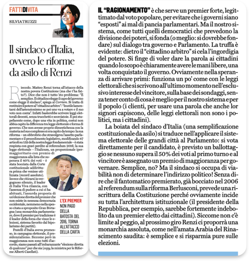MaxLandra's tweet photo. Il sindaco d’Italia, ovvero le riforme da asilo di #Renzi
#TRUZZI
Siccome non c’è limite al peggio, al prossimo giro Renzi ci proporrà una monarchia assoluta, come nell’amata Arabia del Rina- scimento saudita: è semplice e si risparmia pure sulle elezioni.
🤣👏🏼🤣👏🏼🔝🔝 https://t.co/XhaW7oduEB