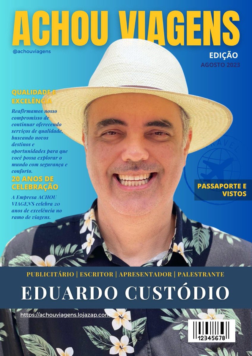 ACHOU VIAGENS 
20 ANOS ❤️

REVISTA DIGITAL 
AGOSTO 2023

PROMOÇÕES : heyzine.com/flip-book/7e81…

A DISPOSIÇÃO 
EDUARDO CUSTÓDIO 
GRUPO ACHOU 
(21) 98106-6565!
WhatsApp