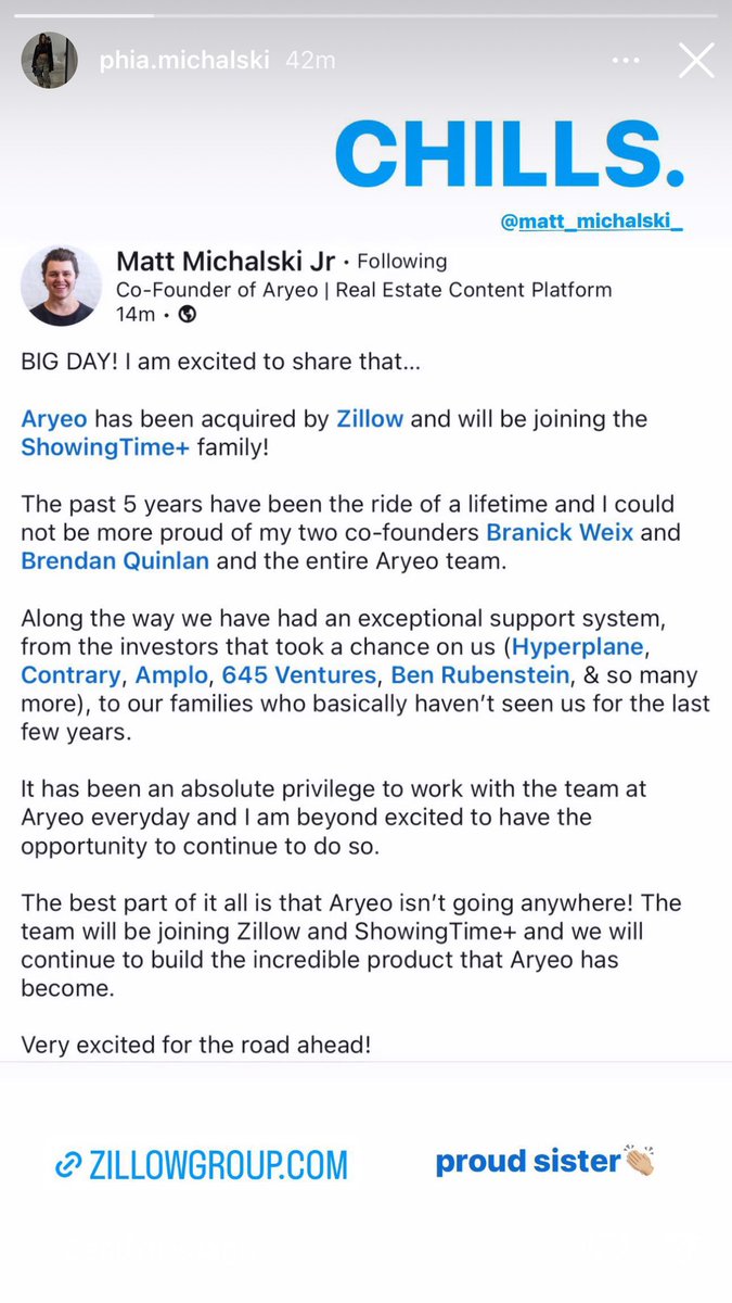 Humble parent brag everyone! Three hard workers age 26 or under from the Twin Cities have their company bought out by @zillow today! Matthew Jr, Brannick and Brendan have worked so hard over the years including the COVID years and now will grow with Zillow!! Proud of you guys!