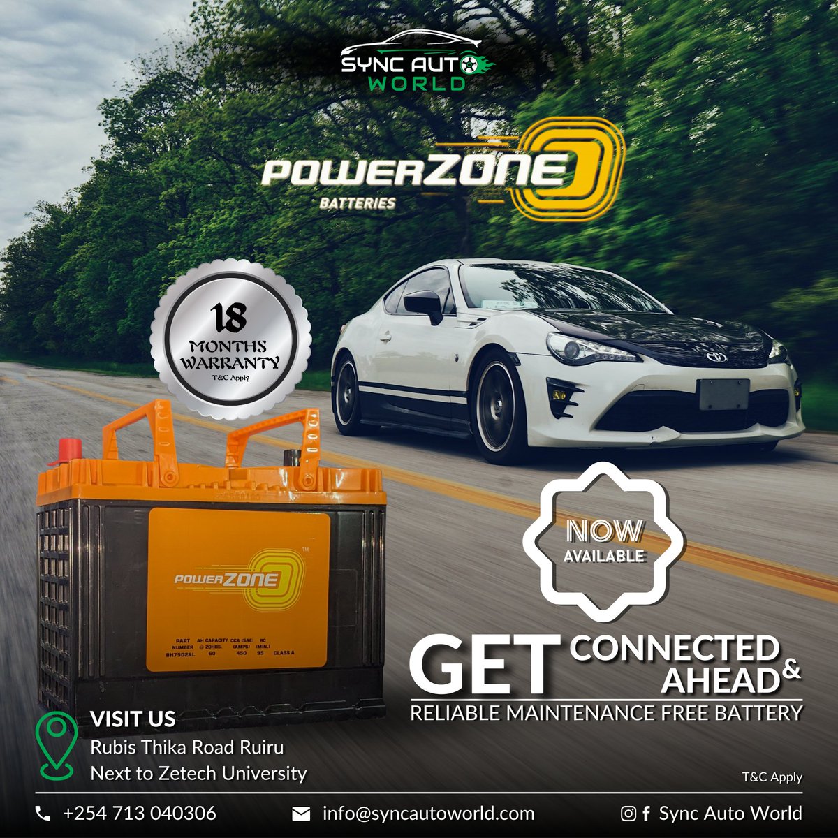 PowerZone Maintenance Free Batteries 🔥🔥 Now Available; in a variety of Sizes.

Don't let a dead battery slow you down: Get Connected, Stay Charged, Keep Moving & Get Ahead!

Visit Us or Dial A Battery on 📞 0713040306
#Battery #batteryreplacement #batteries #spaceyamagari