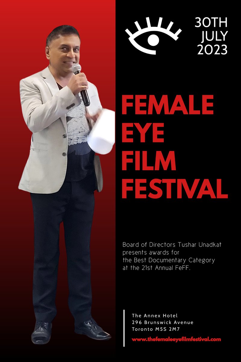 TusharUnadkat's tweet photo. As a Board of Directors, I had the pleasure and honor of presenting the best documentaries awards at the 21st Annual @FemaleEye Film Festival (FeFF). 

#FeFF2023 #FemaleEye #TusharUnadkat #filmfestival #torontoevents #moviebuffs #cinegoers #filmi #entertainment #actorslife https://t.co/9KaXBgha08