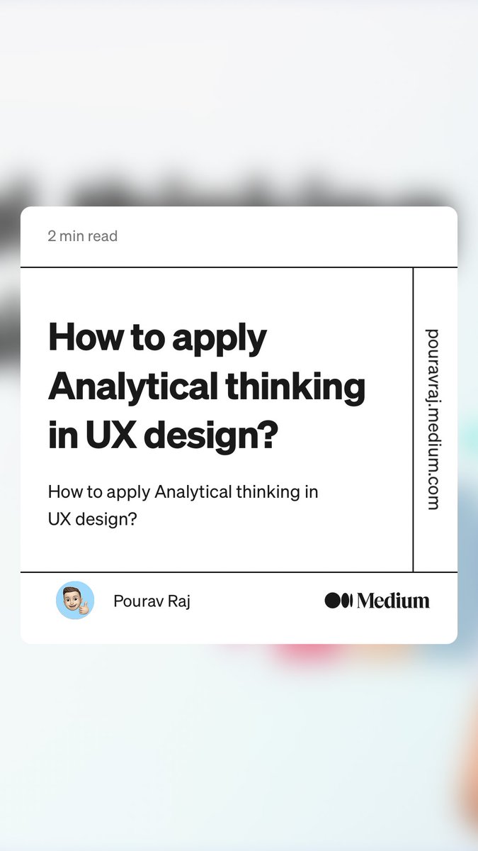 raj_pourav's tweet image. Ever wondered how to apply Analytical thinking in #UXdesign ?

Click on the link below to get insights👇
bootcamp.uxdesign.cc/how-to-apply-a…
