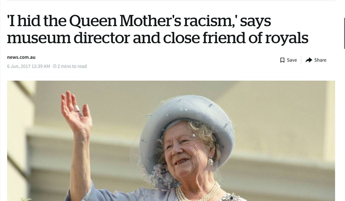 nomoremonarchs's tweet photo. "Colour prejudiced"
"King" Charles Windsor runs the #CastleOfMey as a shrine to his racist grandmother (called "the queen mother"). After being #trainedfrombirth by her, he called her a "wonderful example of fun..& exquisite taste...an inspiration".
#RacistRoyalFamily #NotMyKing https://t.co/FRz8p4aGOW