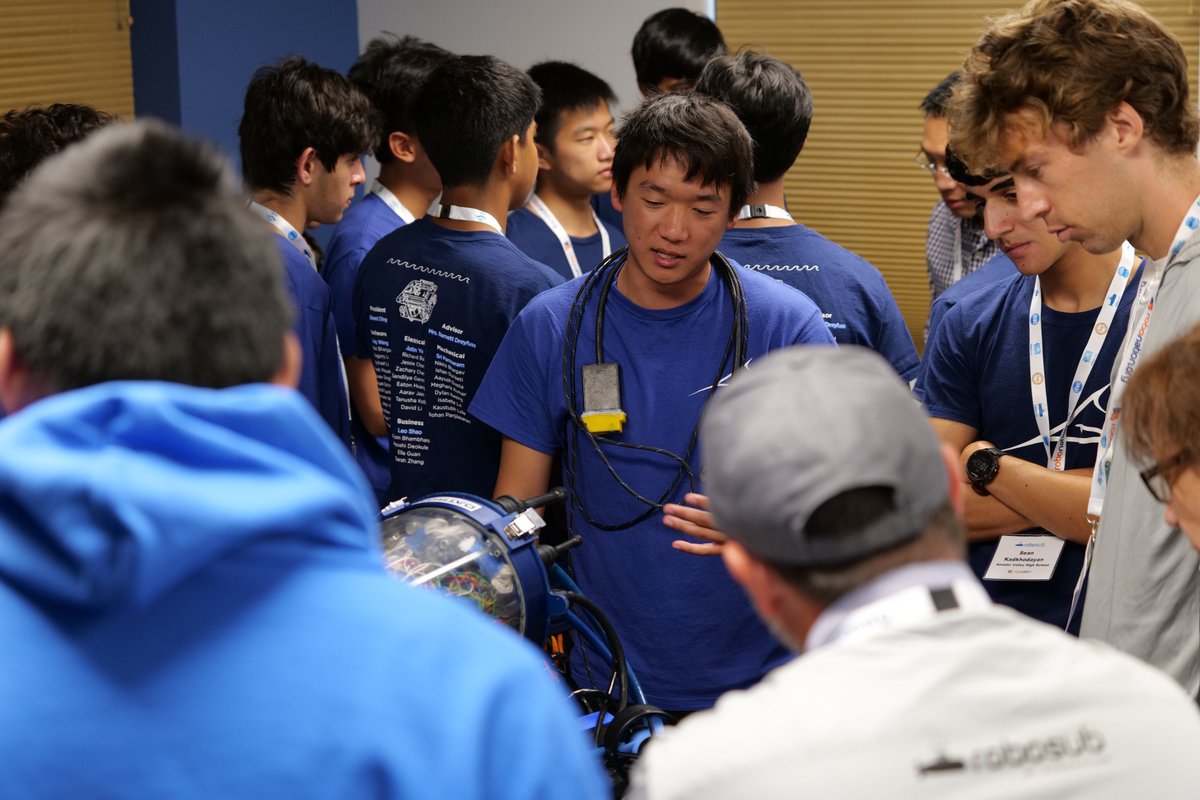 AVBotz's tweet photo. Competition Day 3: 

Photo 1: Early morning at TRANSDEC 

Photo 2: Eaton answering the judges' questions after the presentation 

Photo 3: Lowering Marlin into the TRANSDEC to collect images 

Photo 4: Members looking at the underwater camera feed

See you tomorrow! https://t.co/kVIoJHr4Io
