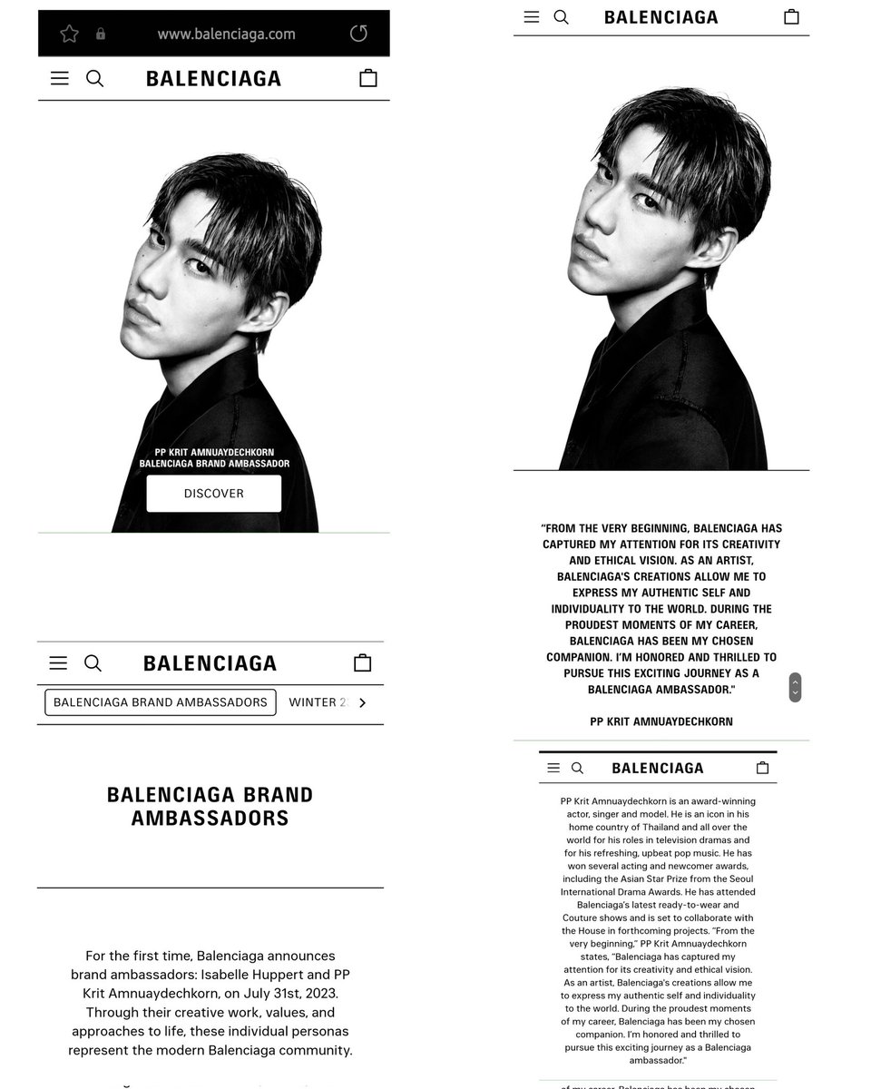 LL01151's tweet photo. แบรนด์เค้า archived IG post ไปแล้ว ขอลงโพสต์ประกาศ "PP Krit Amnuaydechkorn is the first #Balenciaga Ambassador" ทาง official ต่างๆไว้

IG (post+story), FB, Website, Weibo, LinkedIn, email to subscribers

#BalenciagaxPPKRIT 
#ppkritt https://t.co/NfiyqytdU2