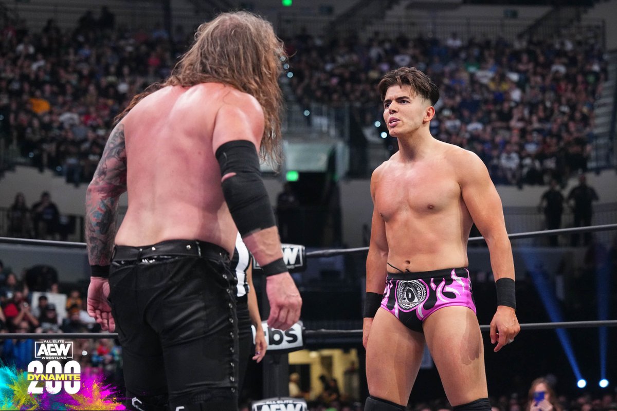 AEW's tweet image. Is this it for the JAS? @IAmJericho &amp;amp; @Takesoup vs @sammyGuevara &amp;amp; @Garciawrestling | 08/2/23, #AEWDynamite200

▶️ youtu.be/kbqrWlxLqYE