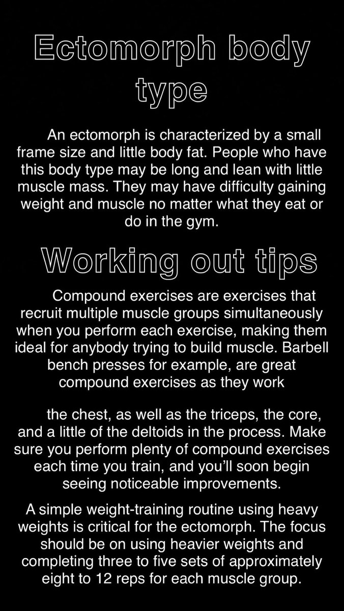 BUILTOUTSEMPIRE's tweet photo. There are three main different body types that every person has. Endomorphs, Mesomorph &amp; Ectomorph body types. Here are ways to eat to get abs, look lean &amp; grow a positive mood with eating right. Hope these tips help you with your food &amp; gym gains to get you to build a better you https://t.co/TQQzS6a4Nd