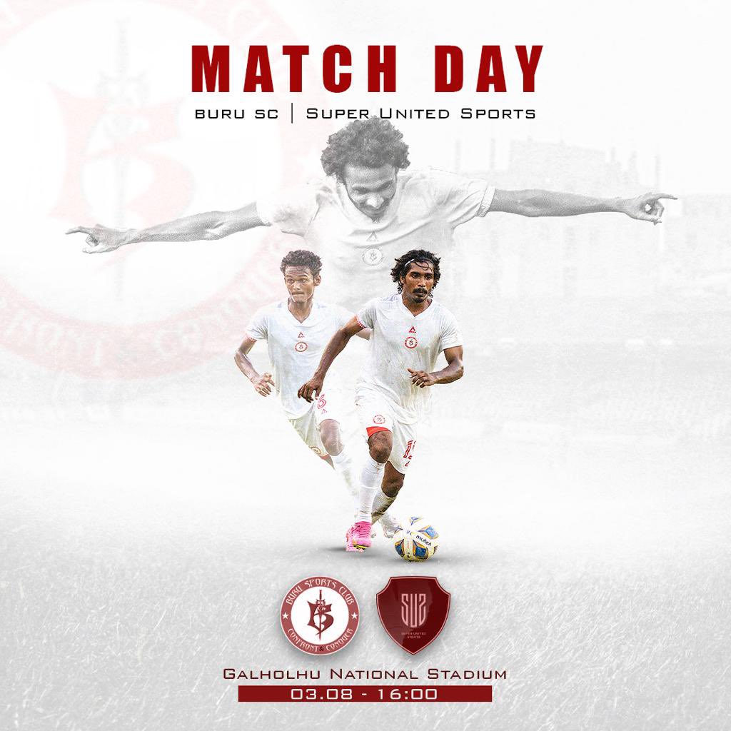 𝐌𝐀𝐓𝐂𝐇 𝐃𝐀𝐘
 Buru Sports Club VS Super United Sports 
🏆Dhivehi Premier League 
🗓️03.08.2023 
⏱️16:00
🏟️ National Stadium

#THEREDARMY #BURUSPORTSCLUB #THECONQUERORS #MACHANGOLHIBURU #mwscdpl2023