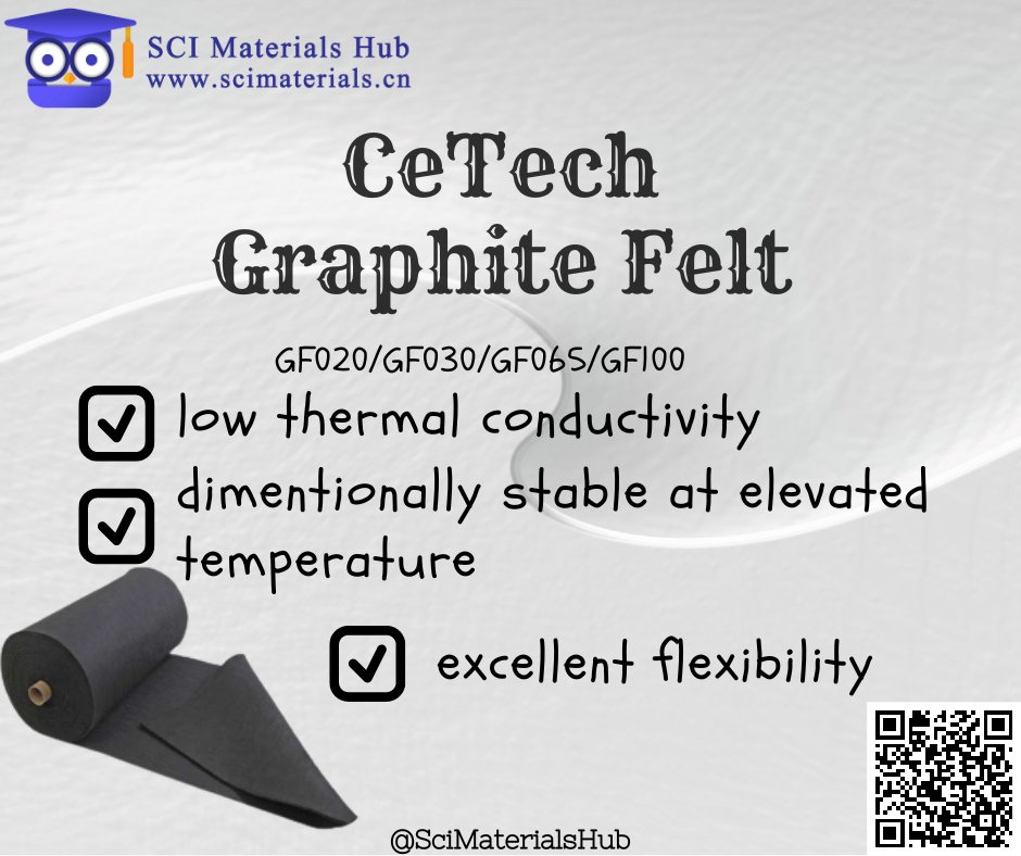 SciMaterialsHub's tweet photo. "Unleash CeTech Graphite Felt's power! 🔥💡 Low thermal conductivity & dimensional stability at high temps. ⚡️🔋 Experience excellent flexibility for diverse applications. #CeTech #GraphiteFelt #Innovation"
https://t.co/zjDFKhAJfg https://t.co/XU7KzoXuUt