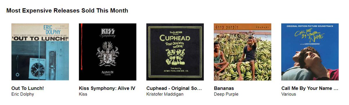 Arydanika's tweet photo. Cuphead (@StudioMDHR) OST is one of @discogs highest selling vinyl this month at $350.  The KISS Symphony sale was $79.99 for reference, not shade. https://t.co/9CY0Dz4127