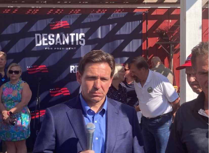 Ron DeSantis, in New Hampshire, discusses his plans for the federal workforce: 

"We are going to start slitting throats on Day One." 

(via <a href="/joshrogersNHPR/">Josh Rogers</a>)