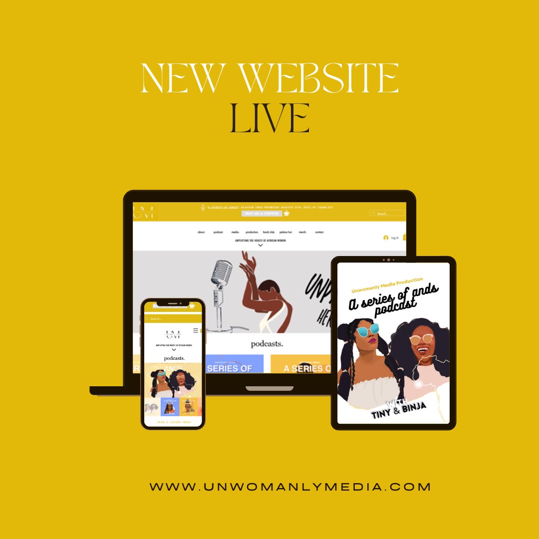 We are LIVE! Our new website is here:
Unwomanlymedia.com

#AfricanMedia #AfricanWomenInMedia #AfricanEntrepreneurs #ASeriesofAnds #spotifyAfrica #applepodcast #spotifyAfrica #applepodcastAfrica #AfricanPodcast #AfricaPodcast