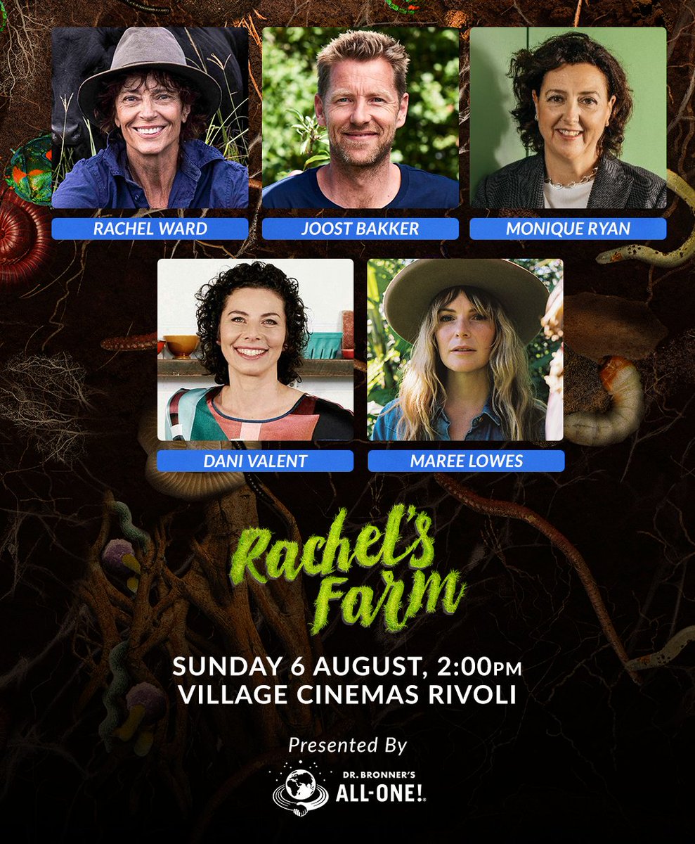 👩‍🌾Join filmmaker (and now farmer!) Rachel Ward with Monique Ryan MP, Joost Bakker, Maree Lowes and moderator Dani Valent, at a Q&amp;A screening of Rachel’s Farm in Melbourne this Sunday. Tickets here: villagecinemas.com.au/movies/rachels… 
 #rachelsfarm #regenerativeagriculture #farmlife