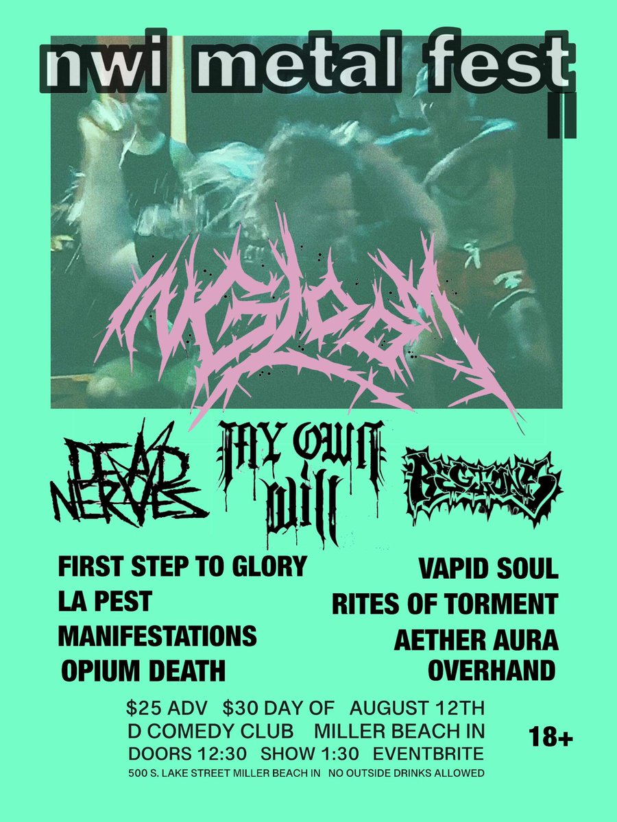 NORTHWEST INDIANA TURN UP WITH US ON AUGUST 12. FIRST OUT OF STATE SHOW

#deathmetal #metalfest #northwestindiana #indiana