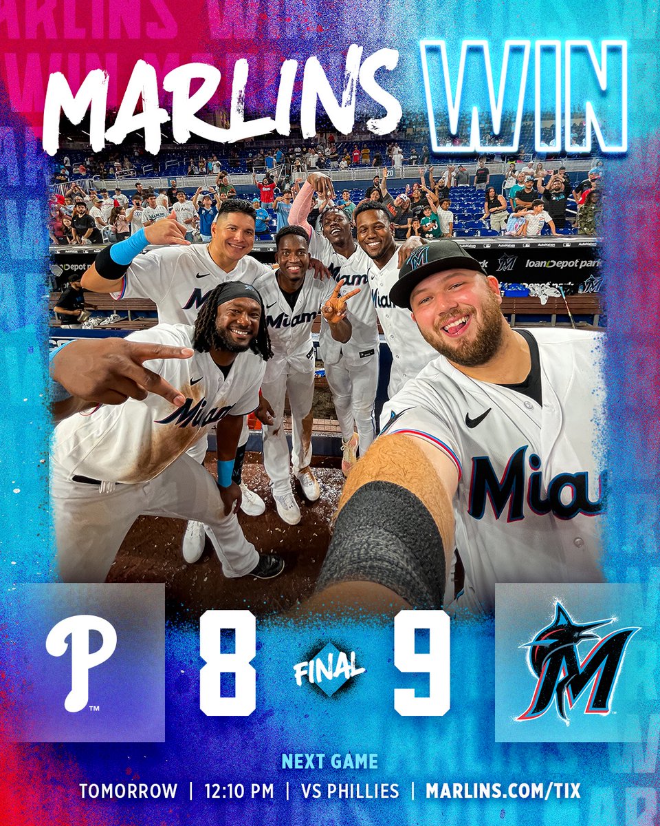 Marlins's tweet image. SWIMMING. 
FLIPPING. 
RINGING. 

#MakeItMiami