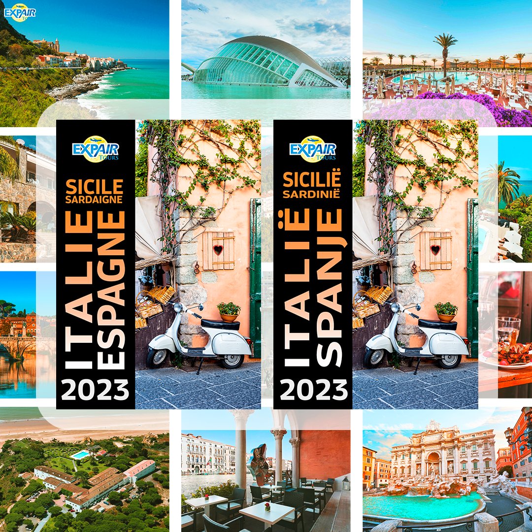 expairtours's tweet photo. Our brochures Italy and Spain 2023 are online !⁠
⁠
👉 FR https://t.co/BivMqxRUSL
👉 NL https://t.co/Pqqo0kHY9f

More info ? 02/777.01.01 / info@expairtours.be / ⁠
⁠
#expairtours #brochure #voyage #travel⁠ #Italy #Spain #Italie #Espagne #Italië #Spanje https://t.co/JK3CgNLSF4