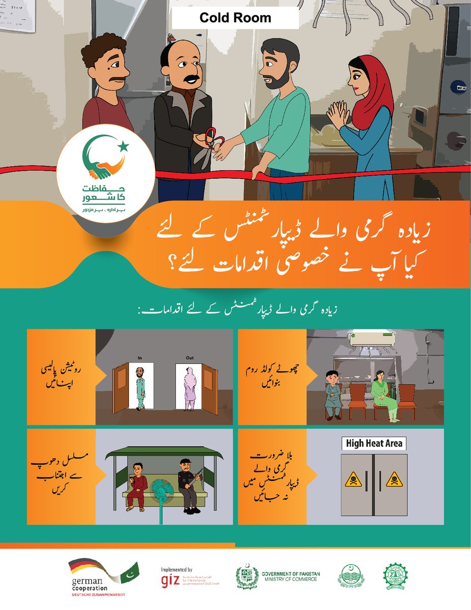 CIWCE1's tweet photo. It's important to be aware of the risks of heat stress &amp; to take precautions when the temperature rises. Follow the #HeatStressGuidelines to rest in a cold room when the temperature is high in your textile factory. #HeatStress #WorkplaceSafety #safety #hifazatkashaoor https://t.co/Wjlq7jMRsR