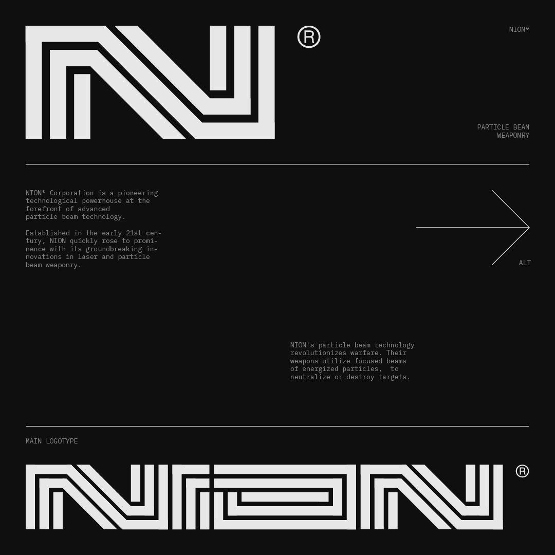 hakisystm's tweet photo. NION®
Particle Beam Weaponry
-

Fake Corporation Logo
Designed by @hakisystm 
_

[DM FOR COMMISSION OR COLLAB]

#logotype #logo #modern #modernlogo #futuristic #futuristiclogo #cyberpunk #cyberpunklogo #fakelogo https://t.co/OUDVLs4CVj