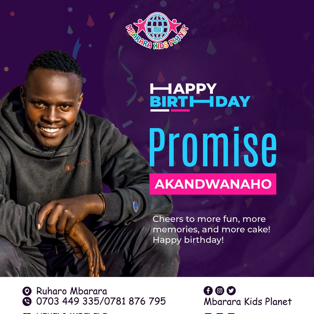 Digtech1's tweet image. The day started with warm birthday wishes to one of the intelligent souls at Mbarara Kids Planet . We wish Promise the best and many more years.

Flyer designed by us

 #DigtechFlyer #UnleashYourGame  #socialmediamarketing #graphicdesign #designer #graphics #graphicdesigner
