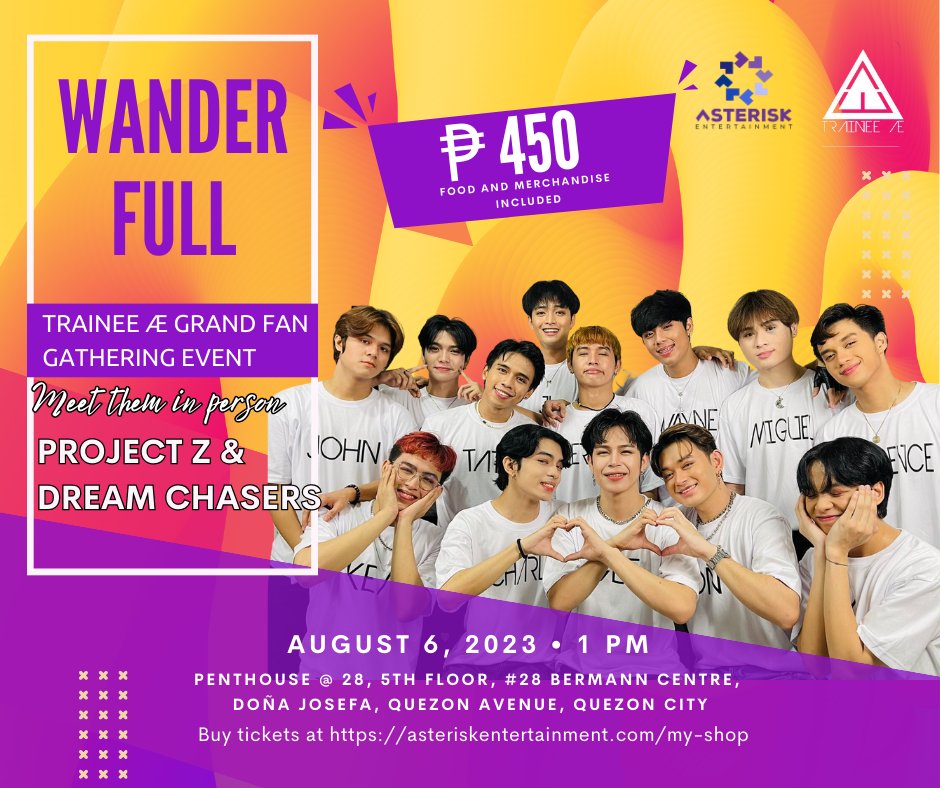 kapAEniGEE's tweet photo. Don't let this chance slip away! Secure your spot now by purchasing tickets at our official online store: https://t.co/B4bIZnz0Ki.
@asterisk_ph @trainee_ae13 #WanderFull #ProjectZ #DreamChasers #TraineeÆ #AsteriskEntertainment #AsteriskTrainee https://t.co/spJbfLR4jj